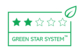 Produkt s hodnotením  2 hviezdičiek  „Green Star System Packaging“ znamená, že je vyrobený celkovo z 50 – 99 % z recyklovaného (PIR+PCR) alebo obnoviteľného materiálu, je v súlade s REACH, ale nie je technicky recyklovateľný.